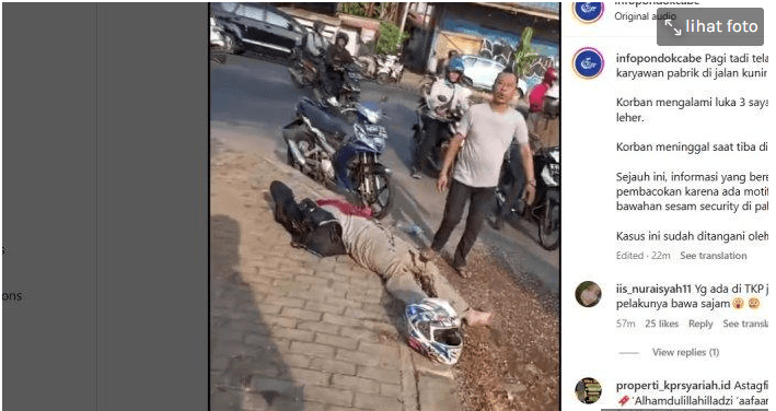 Korban Penusukan Sesama Karyawan Pabrik di Tengah Jalan di Pondok Cabe Tangsel, Tewas di RS